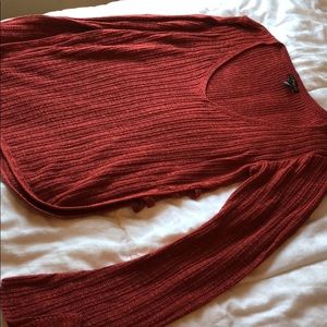 Burnt Red Express Thin Sweater with open sides